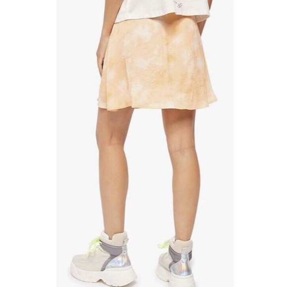 Free People Womens Martine Flirt Tie Dye Skirt Size 6 Peach Front Slit A-line - Picture 14 of 15